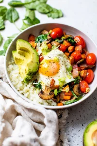 grain-free cauliflower rice breakfast bowl